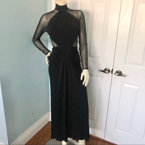 Tadashi Shoji Dresses & Skirts - Vintage Tadashi black mesh mock neck gown